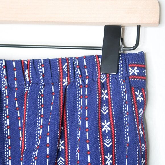 Zink London Womens Wide Leg Pants Medium Blue Red Boho Western American Cropped - Picture 10 of 12